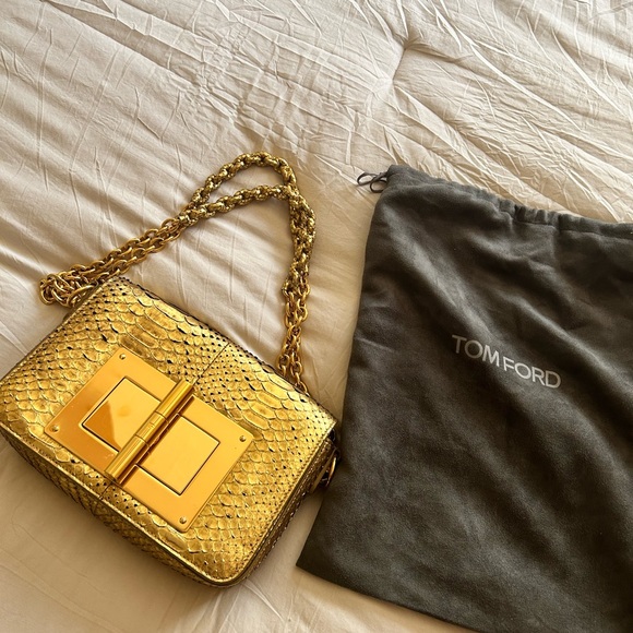 TOM FORD NATALIA MEDIUM PYTHON SHOULDER BAG GOLD (out of stock. Item L0826T-P45) - Picture 10 of 12